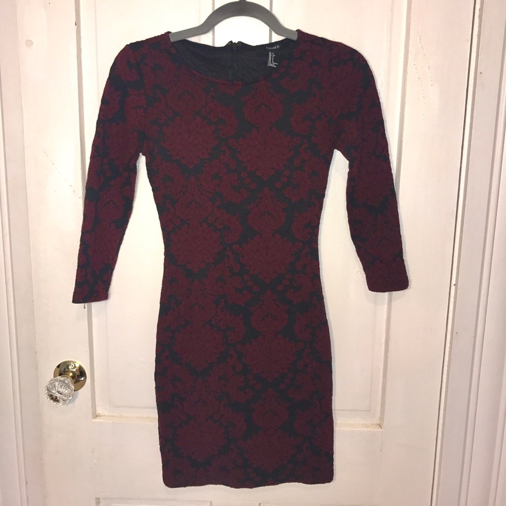 DARK RED AND BLACK MINI DRESS